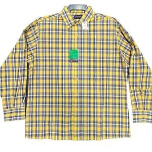 VINTAGE 80s YELLOW/GRAY LONG SLEEVE SHIRT VTG SPARETIME NEW NWT MENS PLAID SHIRT